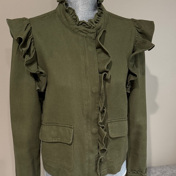 Anthropologie Olive Ruffle Women's Jacket - Picture 3 of 9